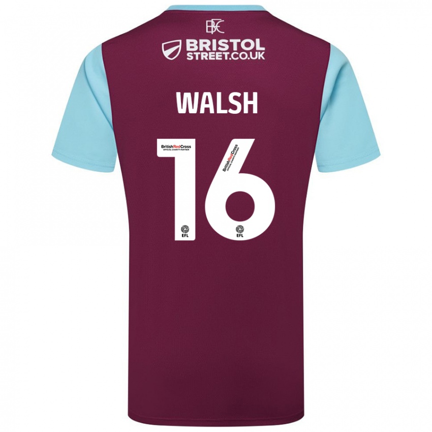 Homme Maillot Lucy Walsh #16 Bordeaux Bleu Ciel Tenues Domicile 2024/25 T-Shirt Suisse