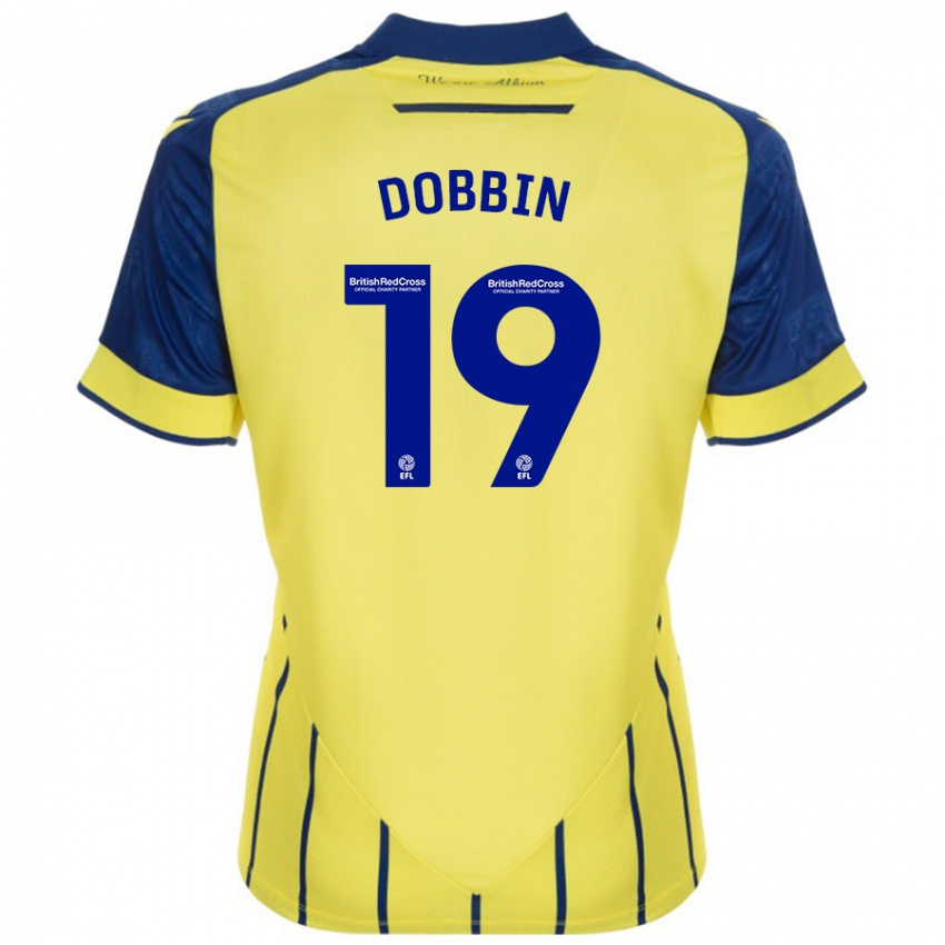 Homme Maillot Lewis Dobbin #19 Jaune Bleu Tenues Extérieur 2024/25 T-Shirt Suisse