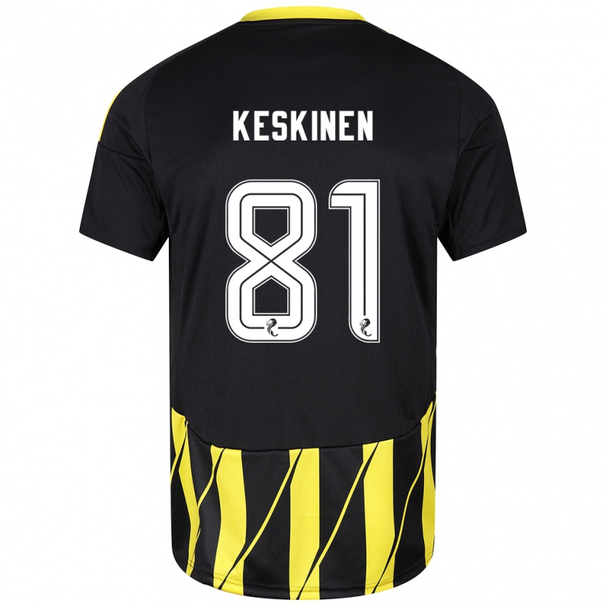 Homme Maillot Topi Keskinen #81 Noir Jaune Tenues Extérieur 2024/25 T-Shirt Suisse