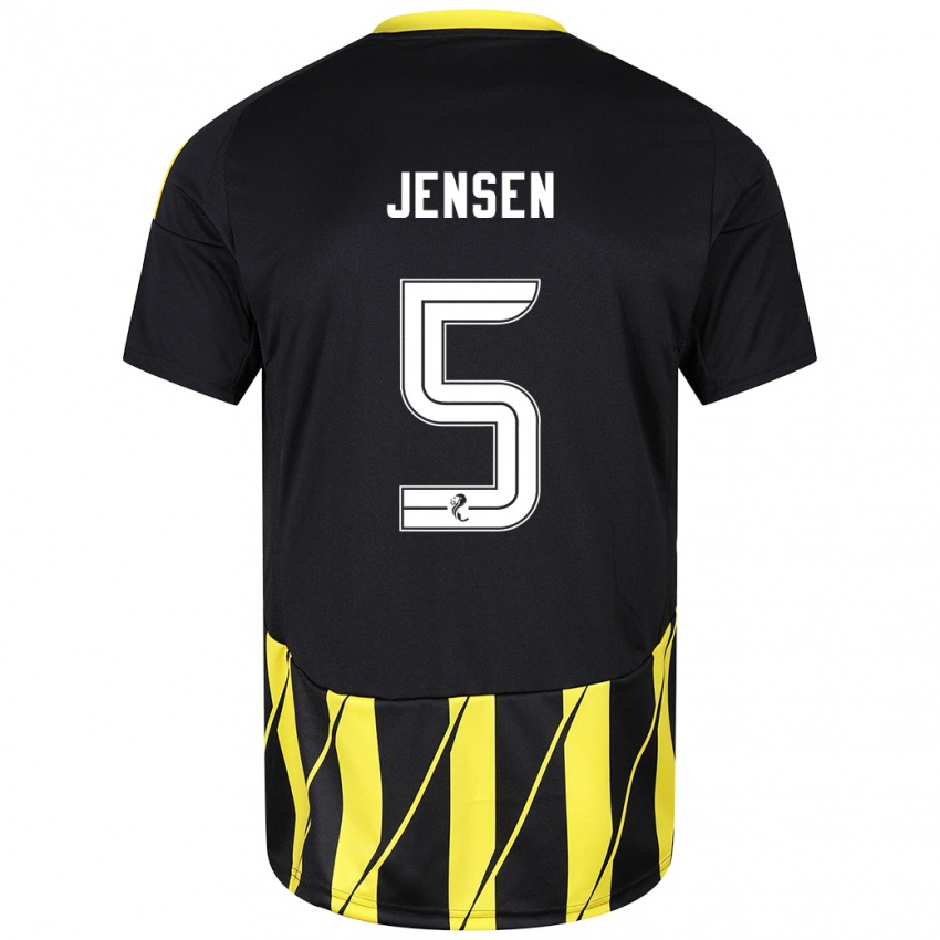 Homme Maillot Richard Jensen #5 Noir Jaune Tenues Extérieur 2024/25 T-Shirt Suisse