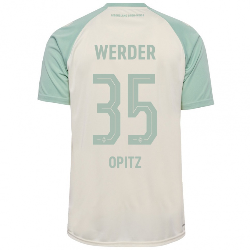 Herren Leon Opitz #35 Cremeweiß Hellgrün Auswärtstrikot Trikot 2024/25 T-Shirt Schweiz