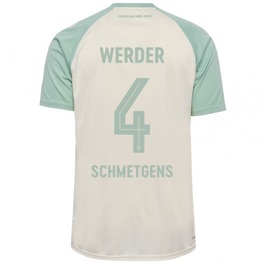 Herren Mick Schmetgens #4 Cremeweiß Hellgrün Auswärtstrikot Trikot 2024/25 T-Shirt Schweiz