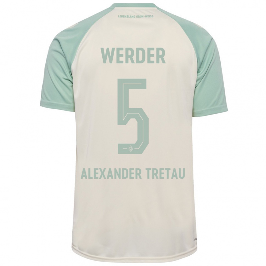 Herren Hans Alexander Tretau #5 Cremeweiß Hellgrün Auswärtstrikot Trikot 2024/25 T-Shirt Schweiz