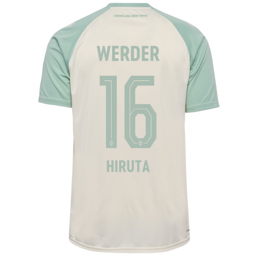 Herren Ikumi Hiruta #16 Cremeweiß Hellgrün Auswärtstrikot Trikot 2024/25 T-Shirt Schweiz