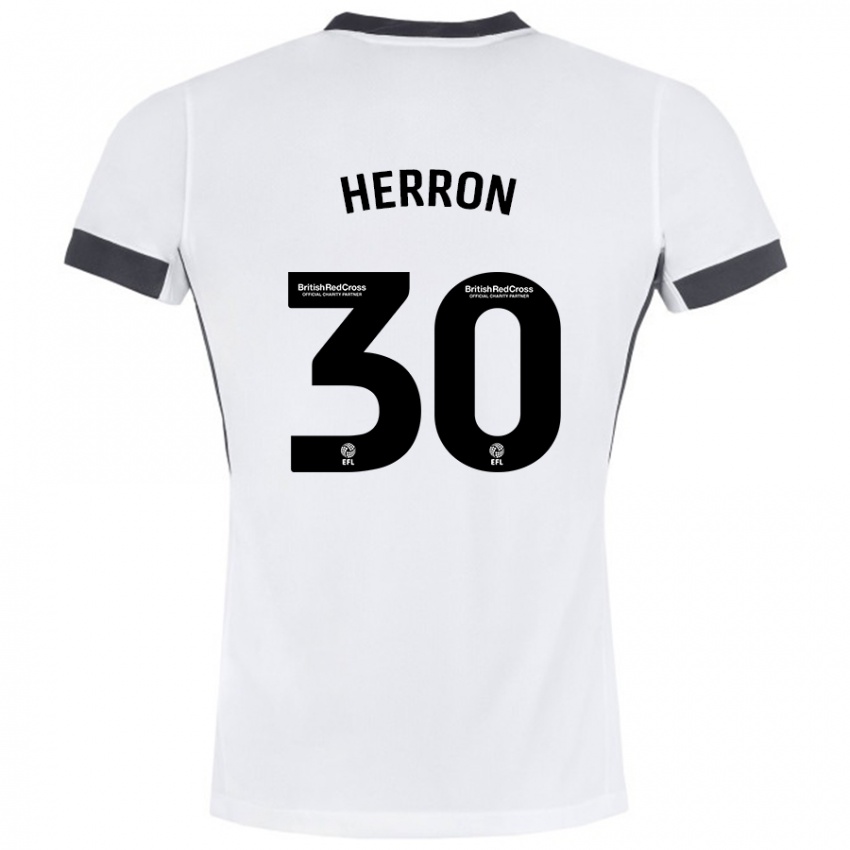 Herren Neve Herron #30 Weiß Schwarz Auswärtstrikot Trikot 2024/25 T-Shirt Schweiz