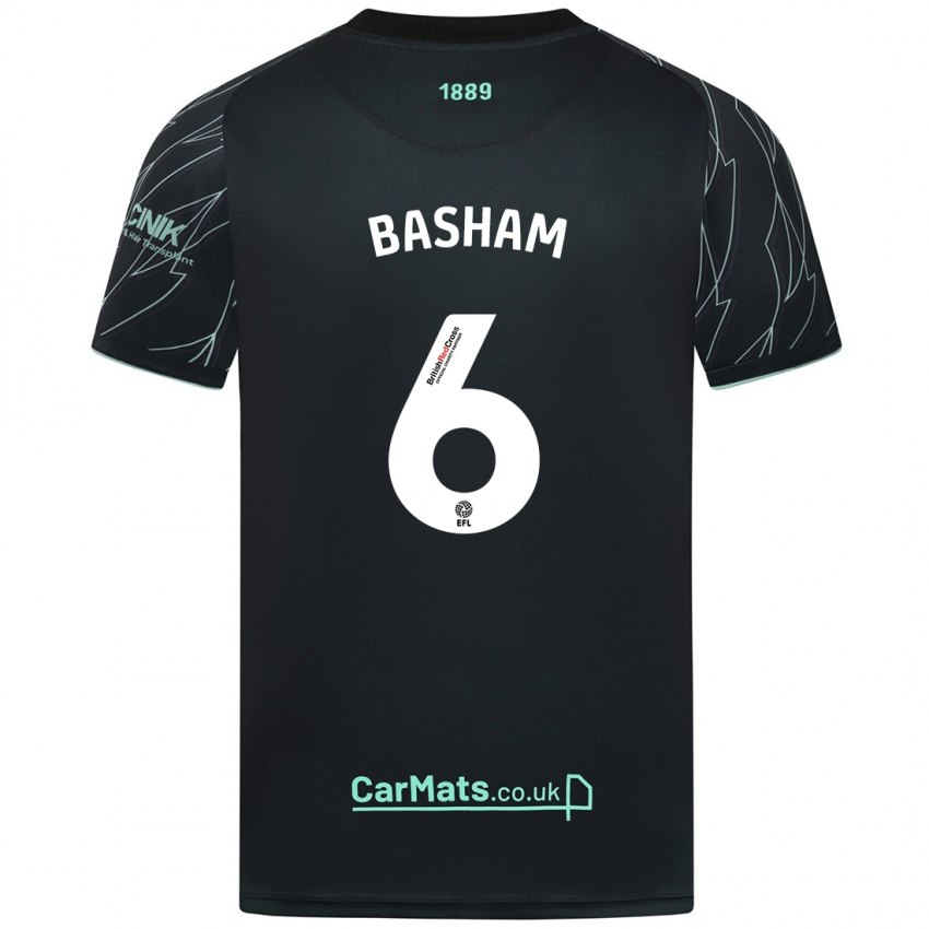 Herren Chris Basham #6 Schwarz Grün Auswärtstrikot Trikot 2024/25 T-Shirt Schweiz