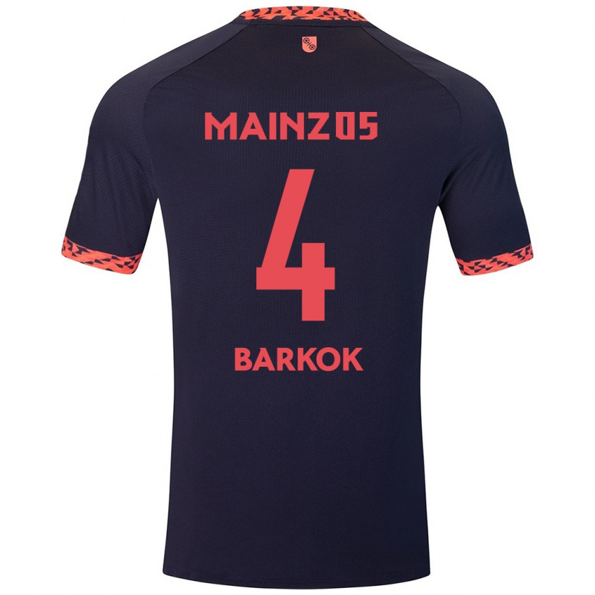 Herren Aymen Barkok #4 Blau Korallenrot Auswärtstrikot Trikot 2024/25 T-Shirt Schweiz