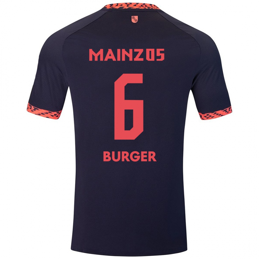 Homme Maillot Korbinian Burger #6 Bleu Corail Rouge Tenues Extérieur 2024/25 T-Shirt Suisse