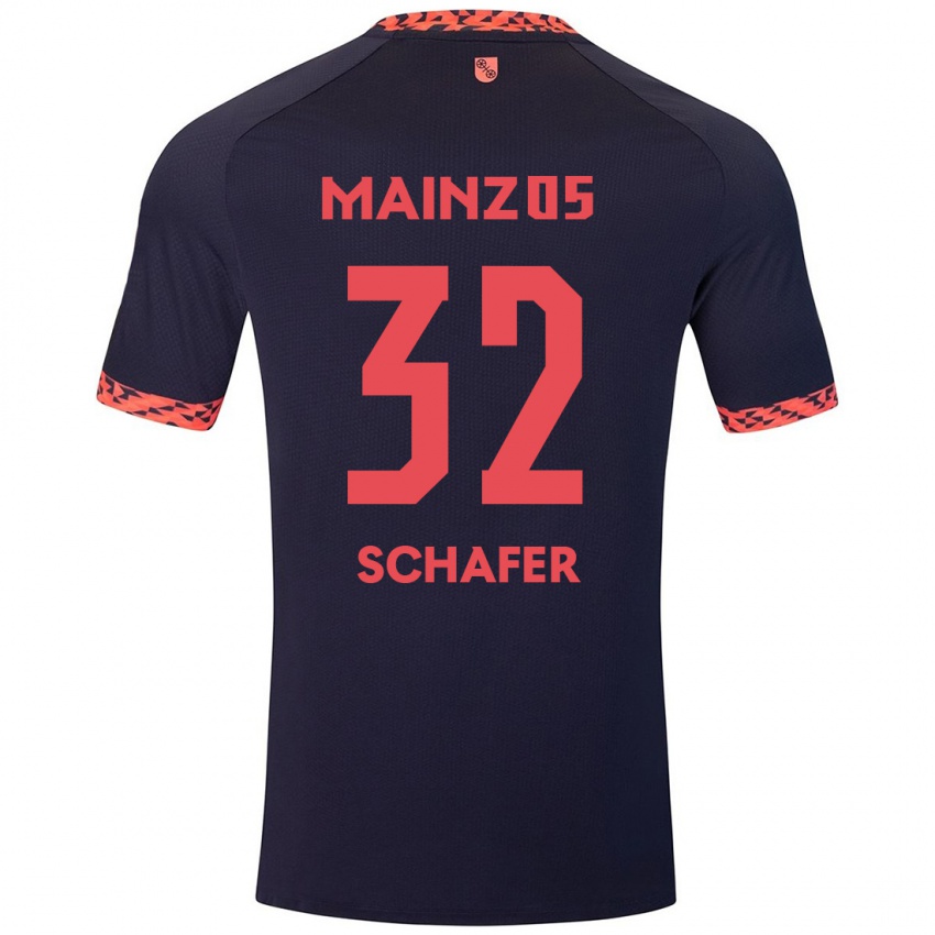 Homme Maillot Ann-Christin Schäfer #32 Bleu Corail Rouge Tenues Extérieur 2024/25 T-Shirt Suisse