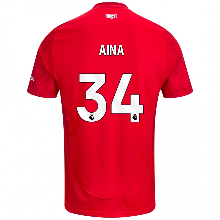 Femme Maillot Ola Aina #34 Rouge Blanc Tenues Domicile 2024/25 T-Shirt Suisse