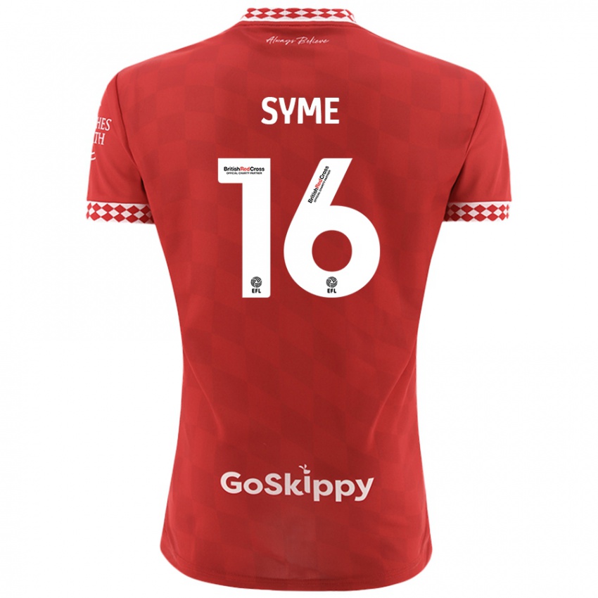 Femme Maillot Emily Syme #16 Rouge Tenues Domicile 2024/25 T-Shirt Suisse