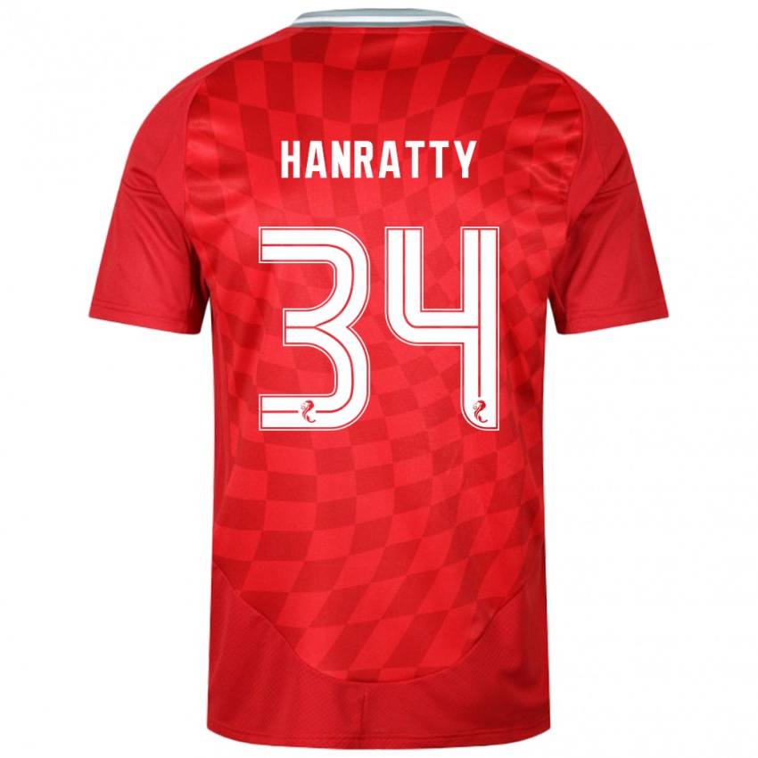 Femme Maillot Kevin Hanratty #34 Rouge Tenues Domicile 2024/25 T-Shirt Suisse