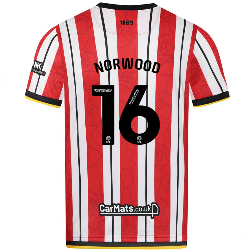 Damen Oliver Norwood #16 Rot Weiße Streifen Heimtrikot Trikot 2024/25 T-Shirt Schweiz