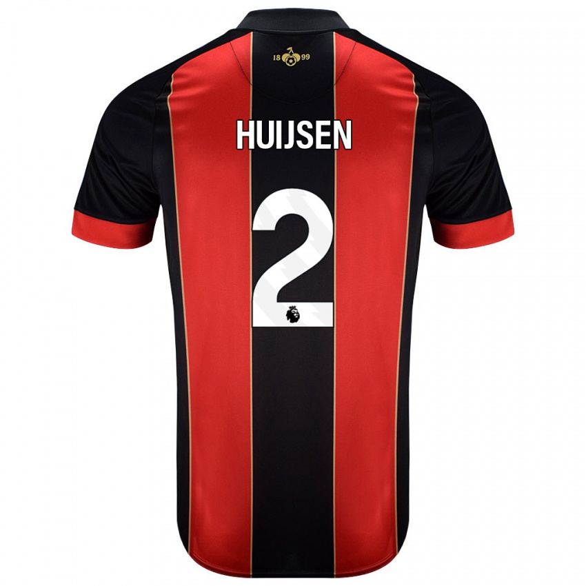 Damen Dean Huijsen #2 Rot Schwarz Heimtrikot Trikot 2024/25 T-Shirt Schweiz