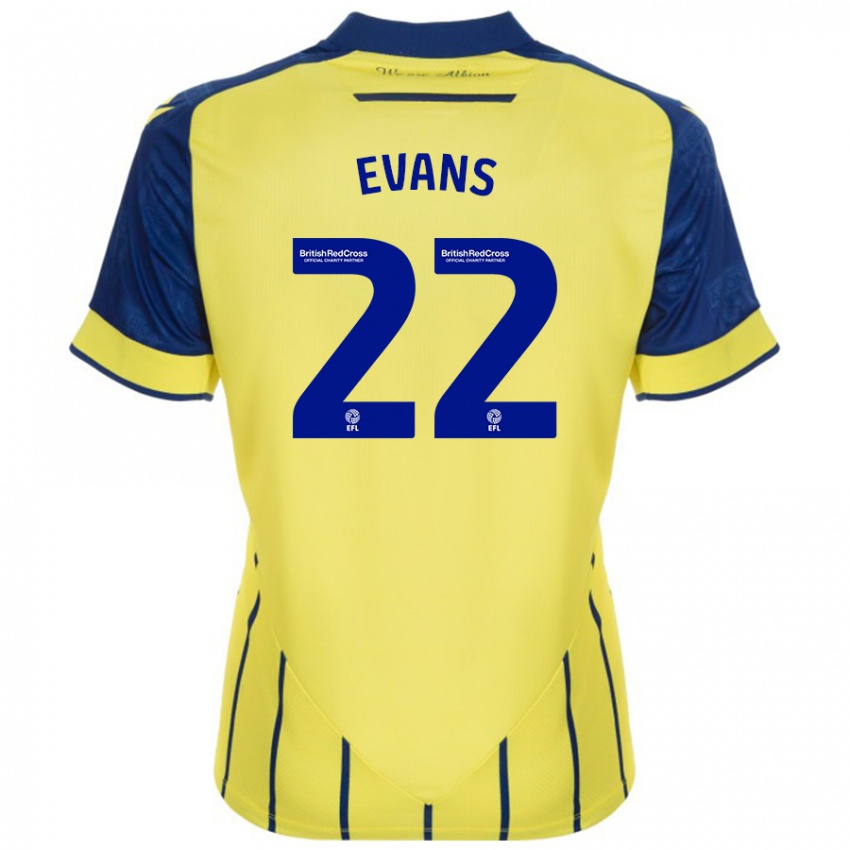 Femme Maillot Kate Evans #22 Jaune Bleu Tenues Extérieur 2024/25 T-Shirt Suisse