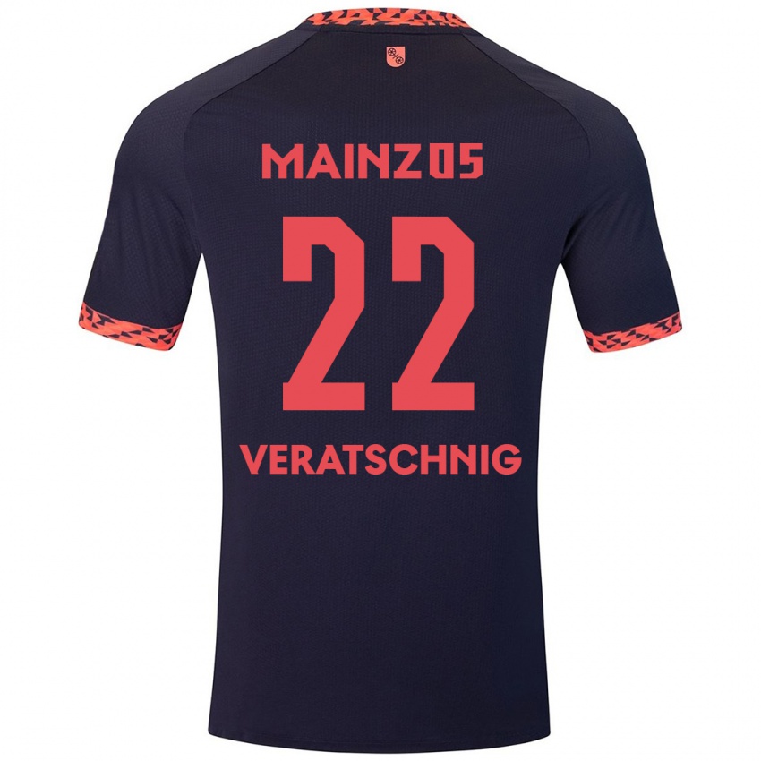 Damen Nikolas Veratschnig #22 Blau Korallenrot Auswärtstrikot Trikot 2024/25 T-Shirt Schweiz