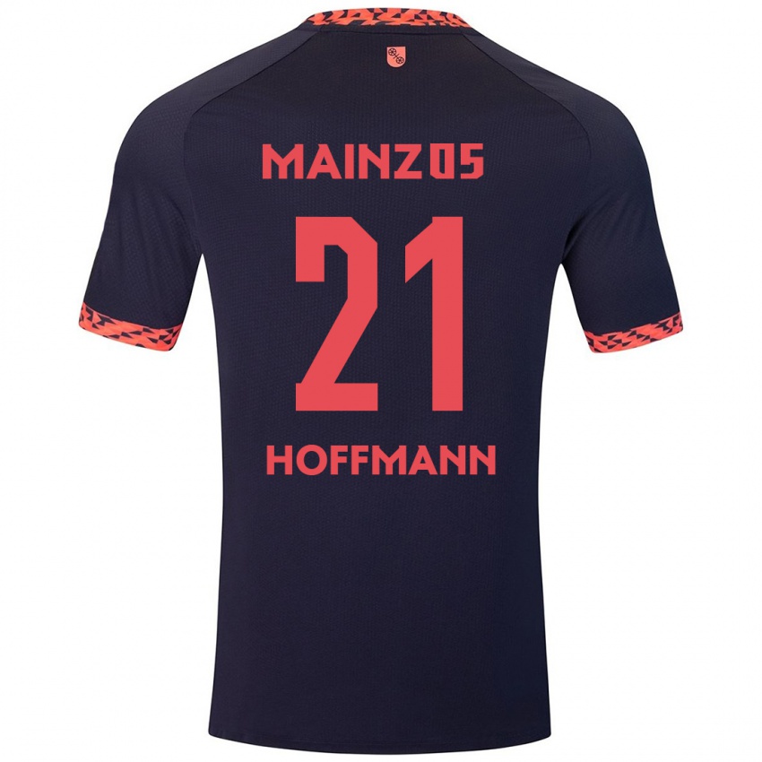 Damen Leon Hoffmann #21 Blau Korallenrot Auswärtstrikot Trikot 2024/25 T-Shirt Schweiz