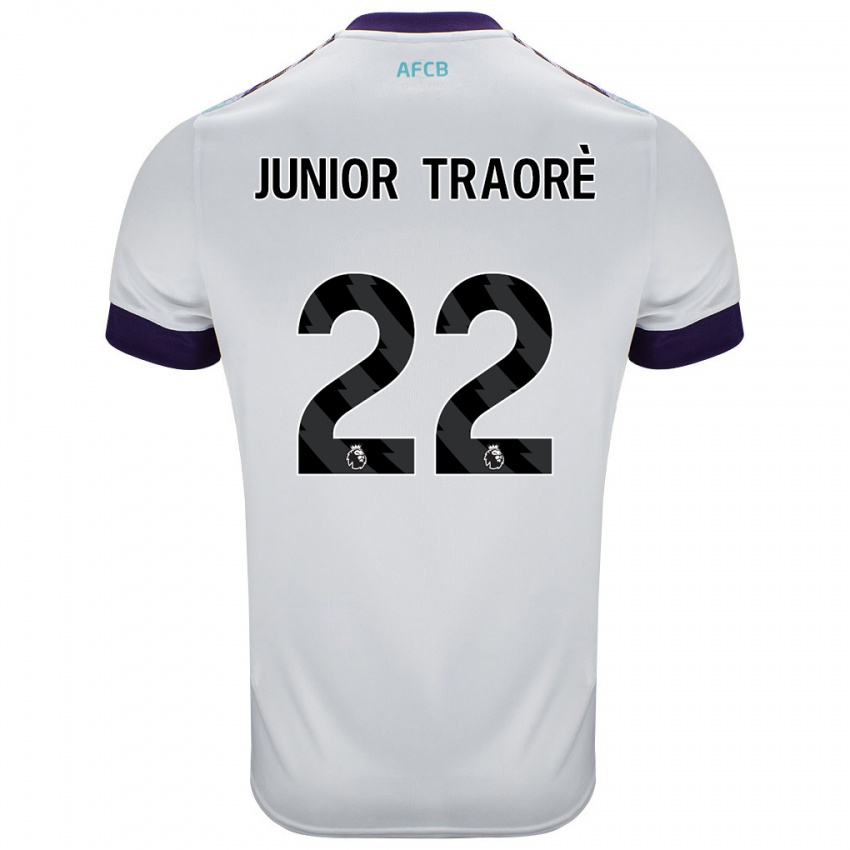 Femme Maillot Hamed Junior Traorè #22 Blanc Vert Violet Tenues Extérieur 2024/25 T-Shirt Suisse