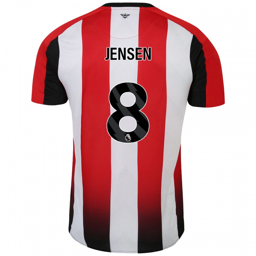 Kinder Mathias Jensen #8 Rot Weiß Heimtrikot Trikot 2024/25 T-Shirt Schweiz