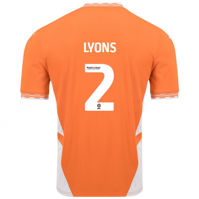 Kinder Andy Lyons #2 Orange Weiß Heimtrikot Trikot 2024/25 T-Shirt Schweiz