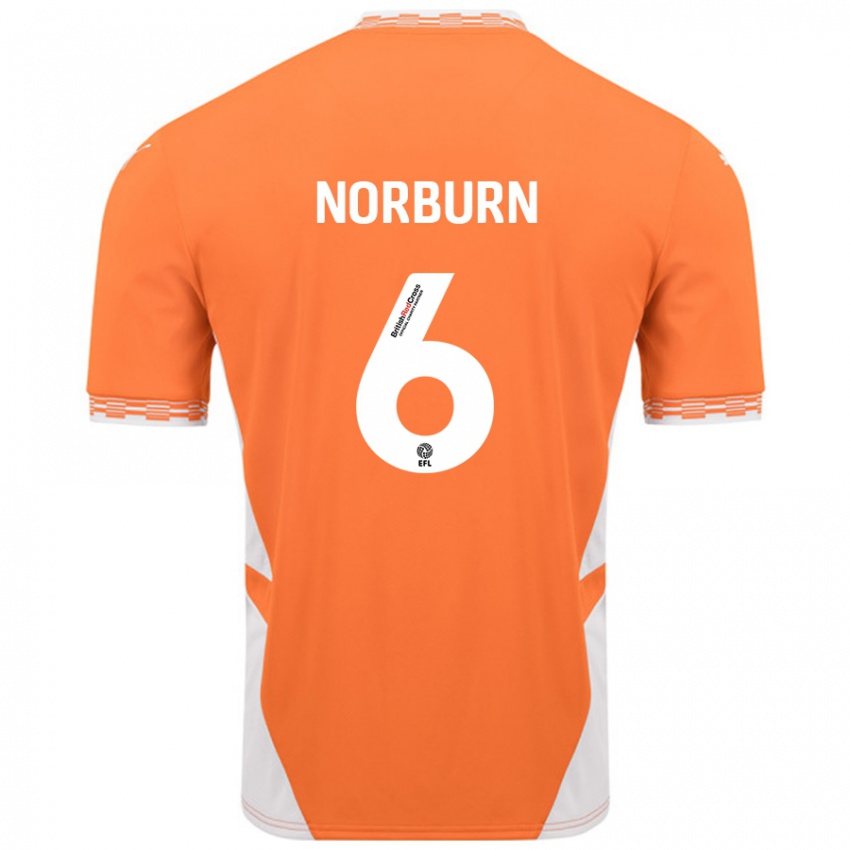 Kinder Oliver Norburn #6 Orange Weiß Heimtrikot Trikot 2024/25 T-Shirt Schweiz