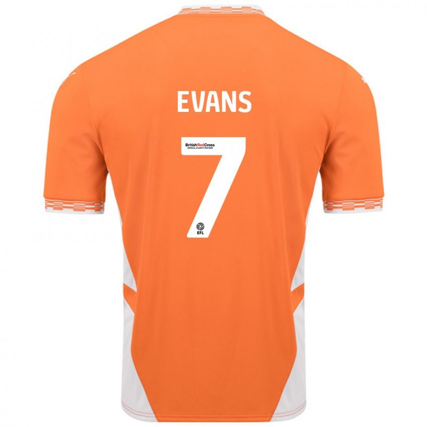 Kinder Lee Evans #7 Orange Weiß Heimtrikot Trikot 2024/25 T-Shirt Schweiz