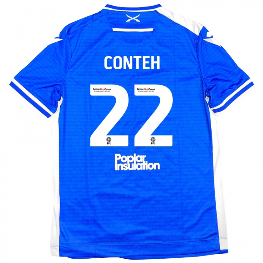 Kinder Kamil Conteh #22 Blau Weiß Heimtrikot Trikot 2024/25 T-Shirt Schweiz