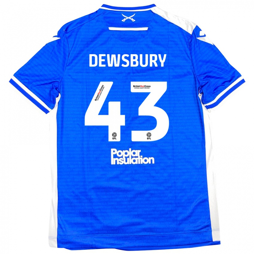 Kinder Ollie Dewsbury #43 Blau Weiß Heimtrikot Trikot 2024/25 T-Shirt Schweiz