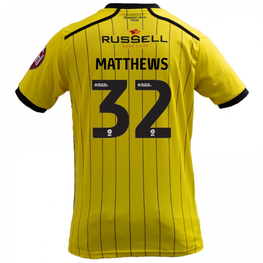 Kinder Daniel Matthews #32 Gelb Heimtrikot Trikot 2024/25 T-Shirt Schweiz