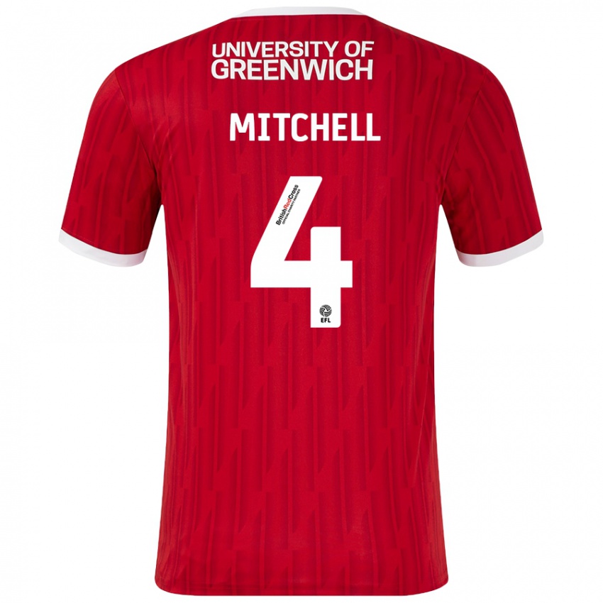 Kinder Alex Mitchell #4 Rot Weiß Heimtrikot Trikot 2024/25 T-Shirt Schweiz