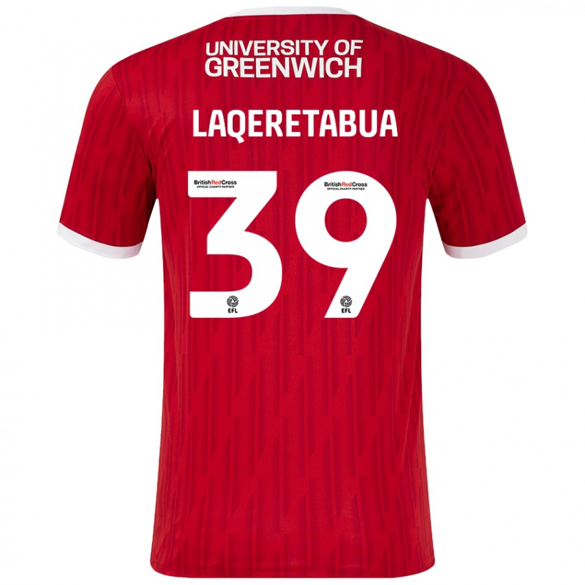 Kinder Josh Laqeretabua #39 Rot Weiß Heimtrikot Trikot 2024/25 T-Shirt Schweiz