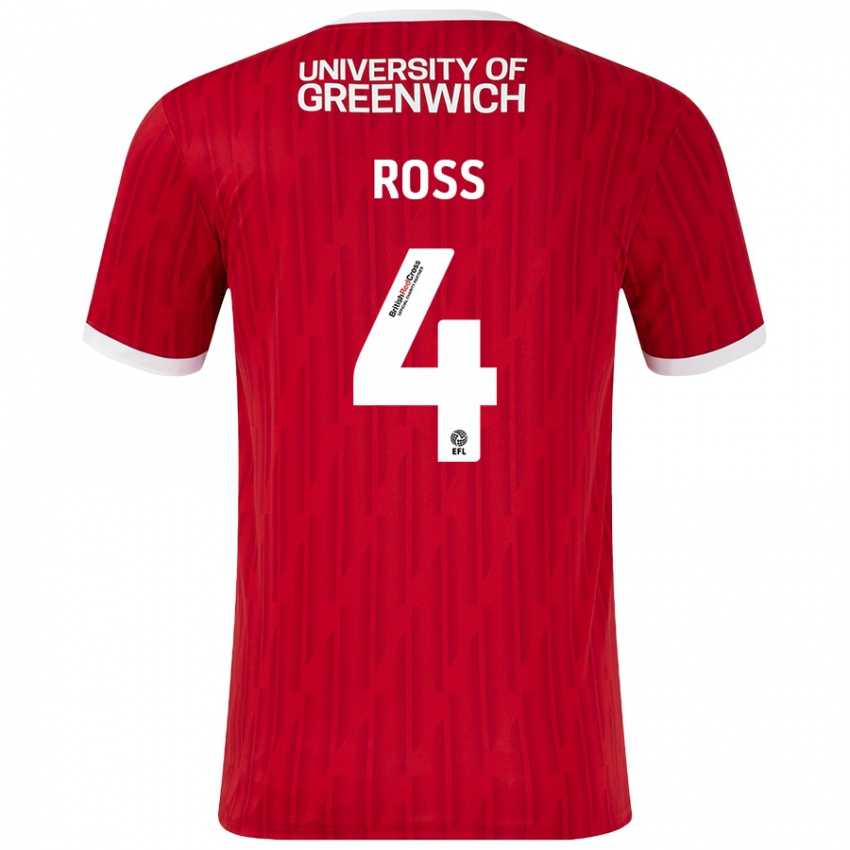 Kinder Mia Ross #4 Rot Weiß Heimtrikot Trikot 2024/25 T-Shirt Schweiz