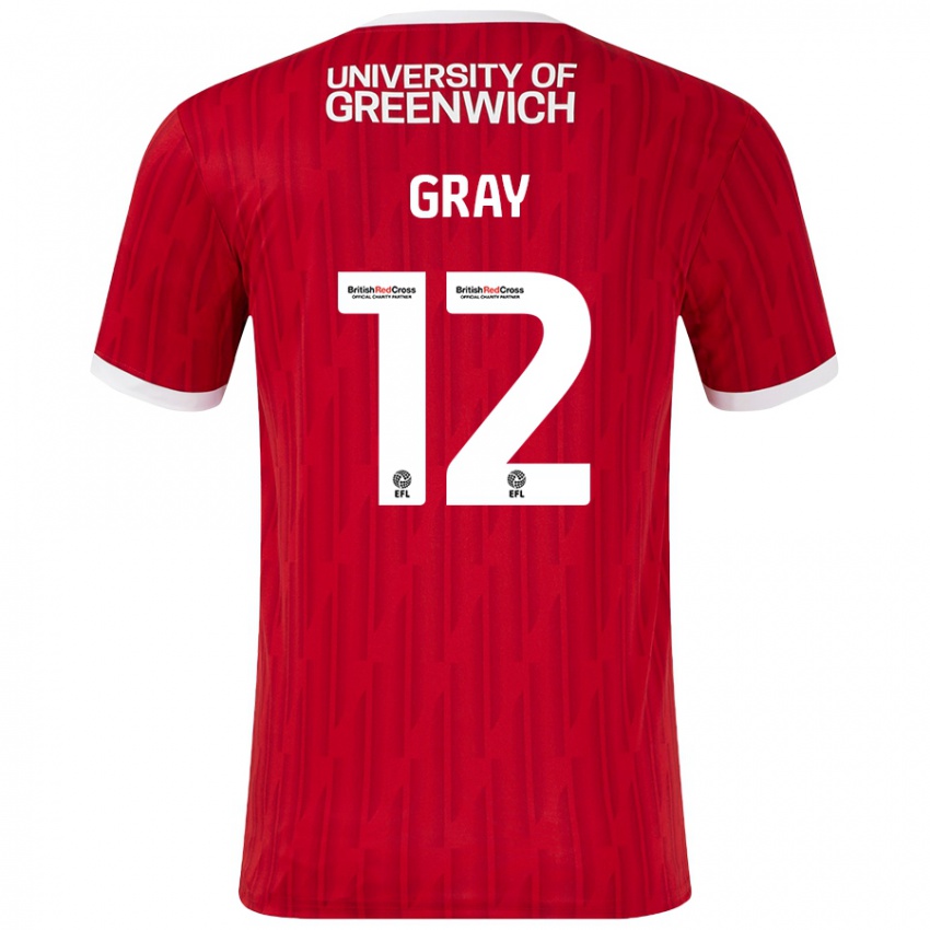 Kinder Jessica Gray #12 Rot Weiß Heimtrikot Trikot 2024/25 T-Shirt Schweiz