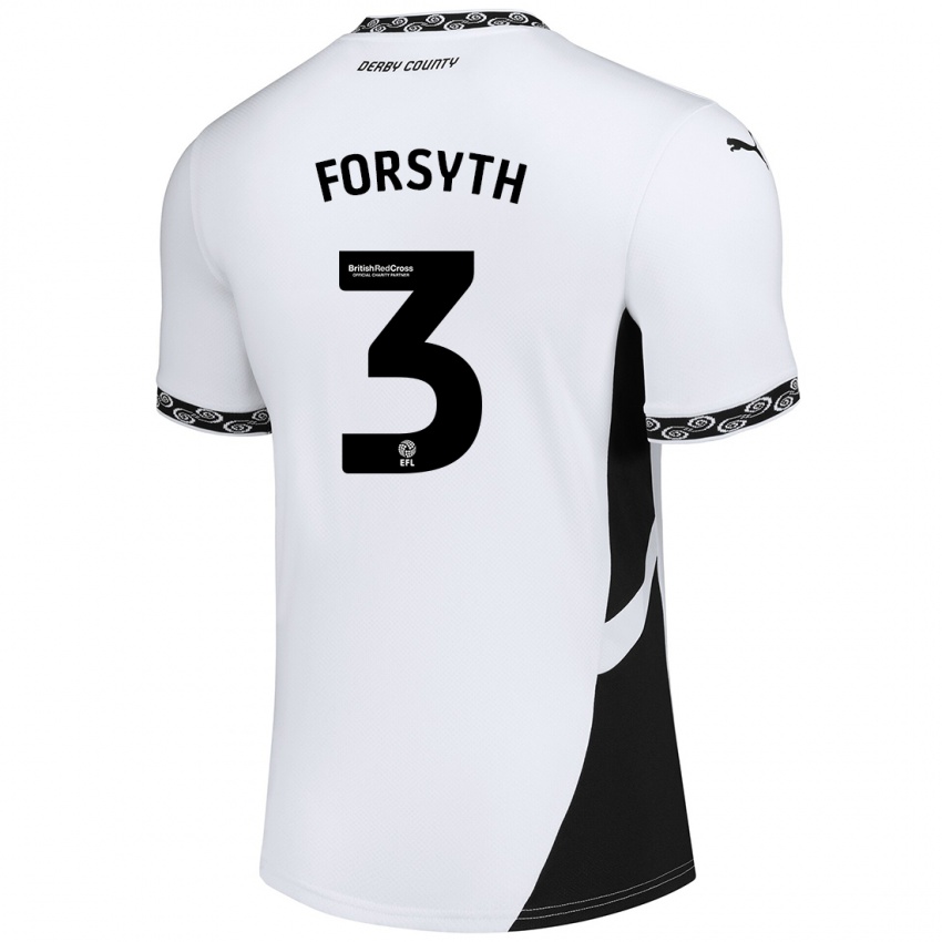 Kinder Craig Forsyth #3 Weiß Schwarz Heimtrikot Trikot 2024/25 T-Shirt Schweiz