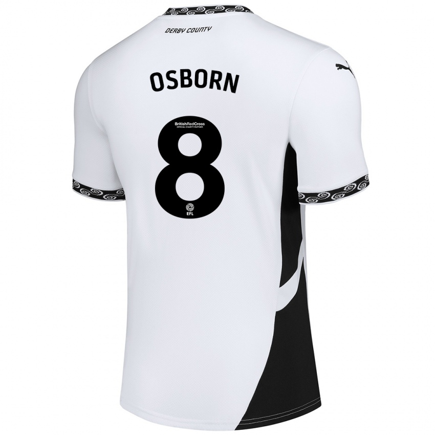 Kinder Ben Osborn #8 Weiß Schwarz Heimtrikot Trikot 2024/25 T-Shirt Schweiz