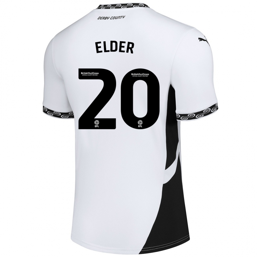 Kinder Callum Elder #20 Weiß Schwarz Heimtrikot Trikot 2024/25 T-Shirt Schweiz