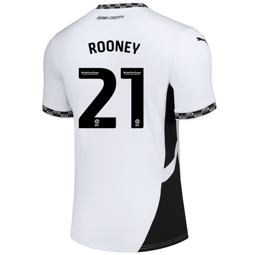 Kinder Jake Rooney #21 Weiß Schwarz Heimtrikot Trikot 2024/25 T-Shirt Schweiz