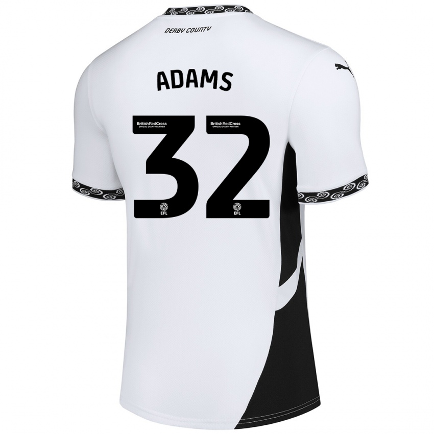 Kinder Ebou Adams #32 Weiß Schwarz Heimtrikot Trikot 2024/25 T-Shirt Schweiz