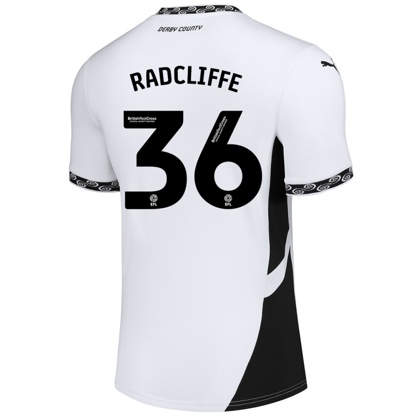 Kinder Ben Radcliffe #36 Weiß Schwarz Heimtrikot Trikot 2024/25 T-Shirt Schweiz