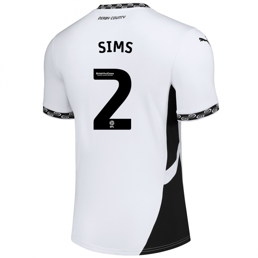 Enfant Maillot Amy Sims #2 Blanc Noir Tenues Domicile 2024/25 T-Shirt Suisse