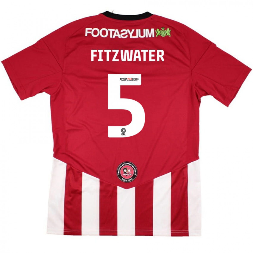 Kinder Jack Fitzwater #5 Rot Weiß Heimtrikot Trikot 2024/25 T-Shirt Schweiz