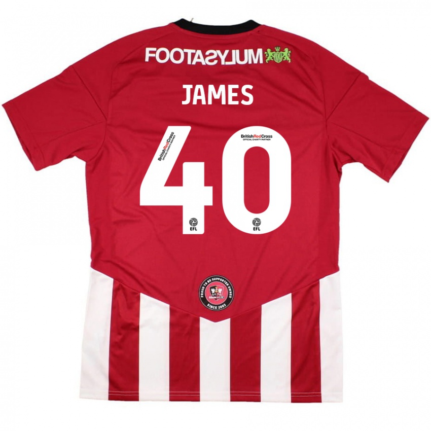 Kinder Ed James #40 Rot Weiß Heimtrikot Trikot 2024/25 T-Shirt Schweiz