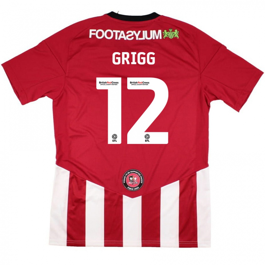 Kinder Katie Grigg #12 Rot Weiß Heimtrikot Trikot 2024/25 T-Shirt Schweiz