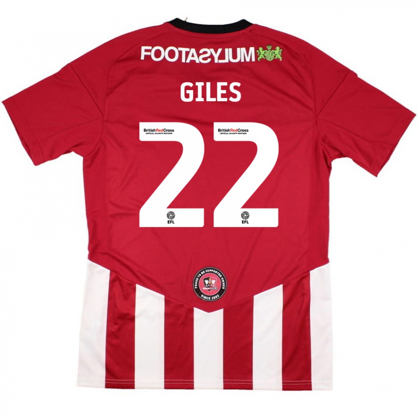 Kinder Olivia Giles #22 Rot Weiß Heimtrikot Trikot 2024/25 T-Shirt Schweiz