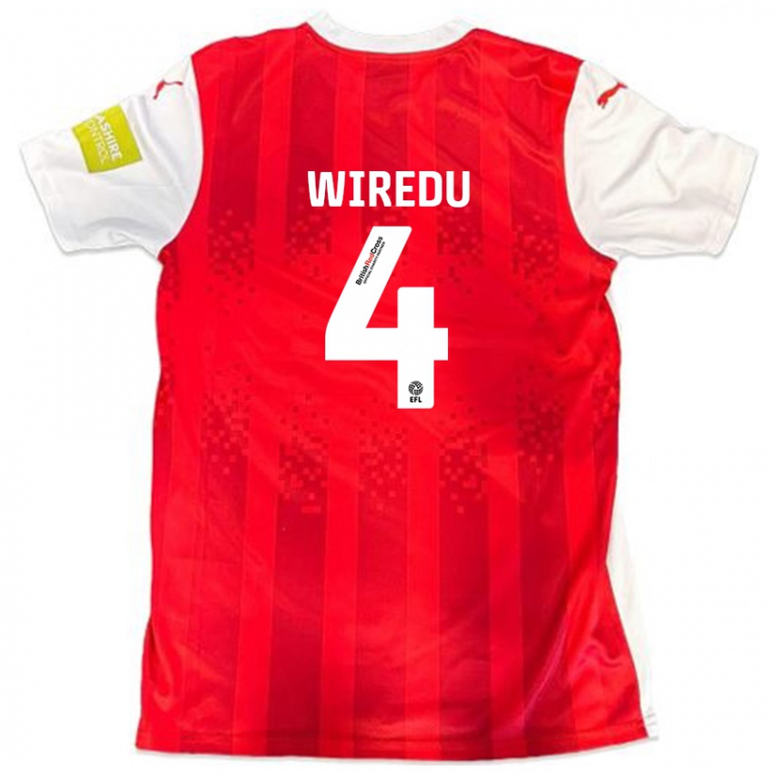 Kinder Brendan Wiredu #4 Rot Weiß Heimtrikot Trikot 2024/25 T-Shirt Schweiz