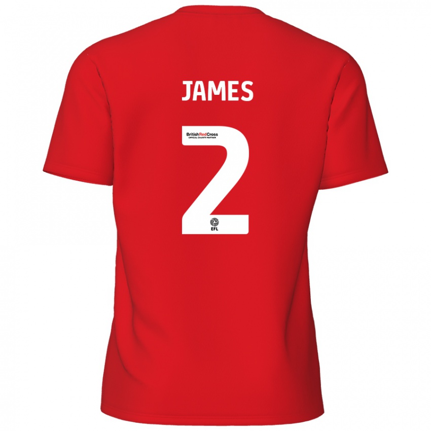 Enfant Maillot Tom James #2 Rouge Tenues Domicile 2024/25 T-Shirt Suisse