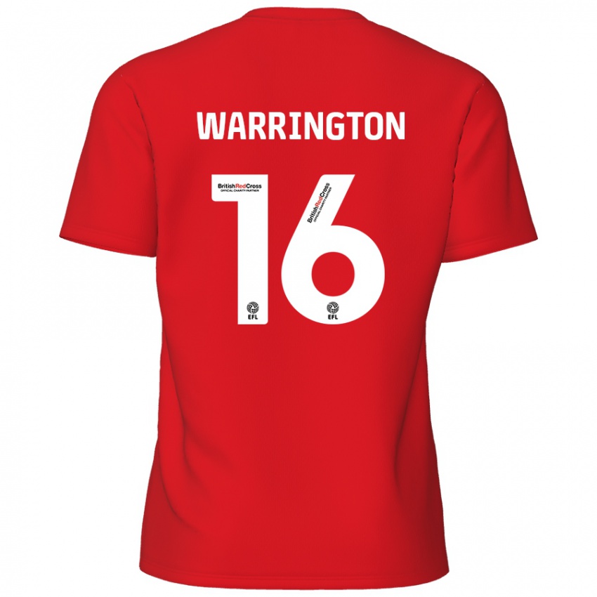 Enfant Maillot Lewis Warrington #16 Rouge Tenues Domicile 2024/25 T-Shirt Suisse