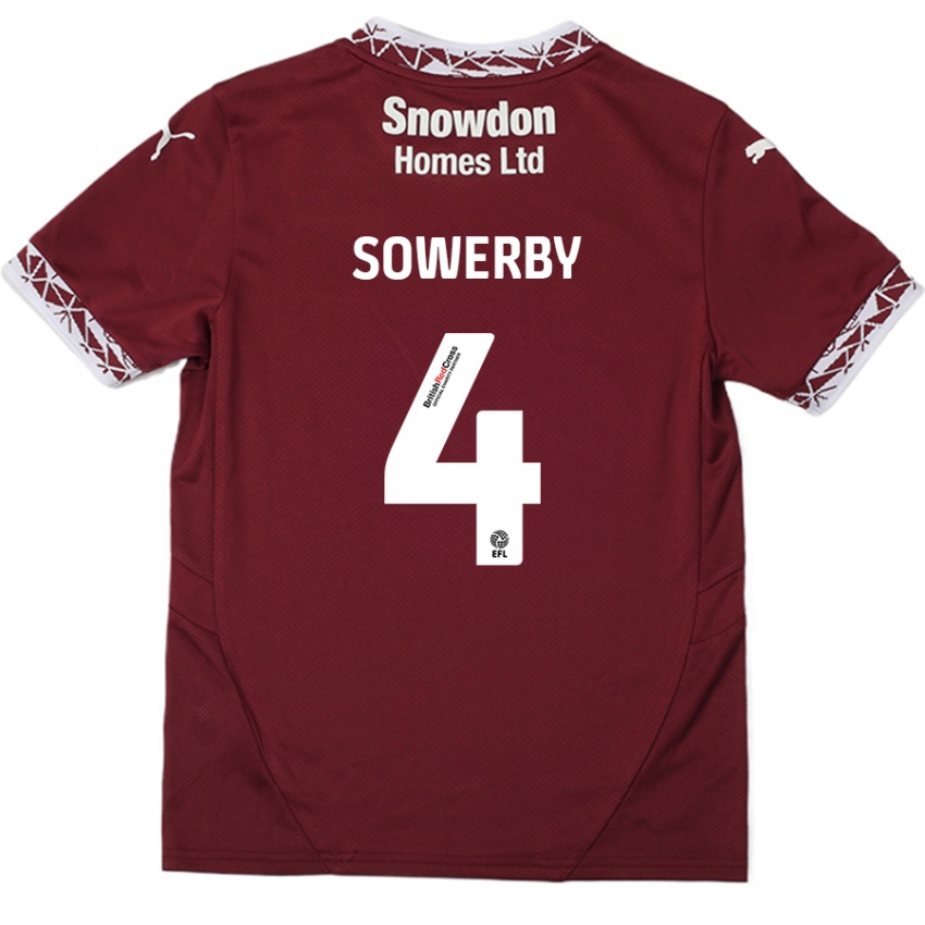 Kinder Jack Sowerby #4 Burgundrot Heimtrikot Trikot 2024/25 T-Shirt Schweiz