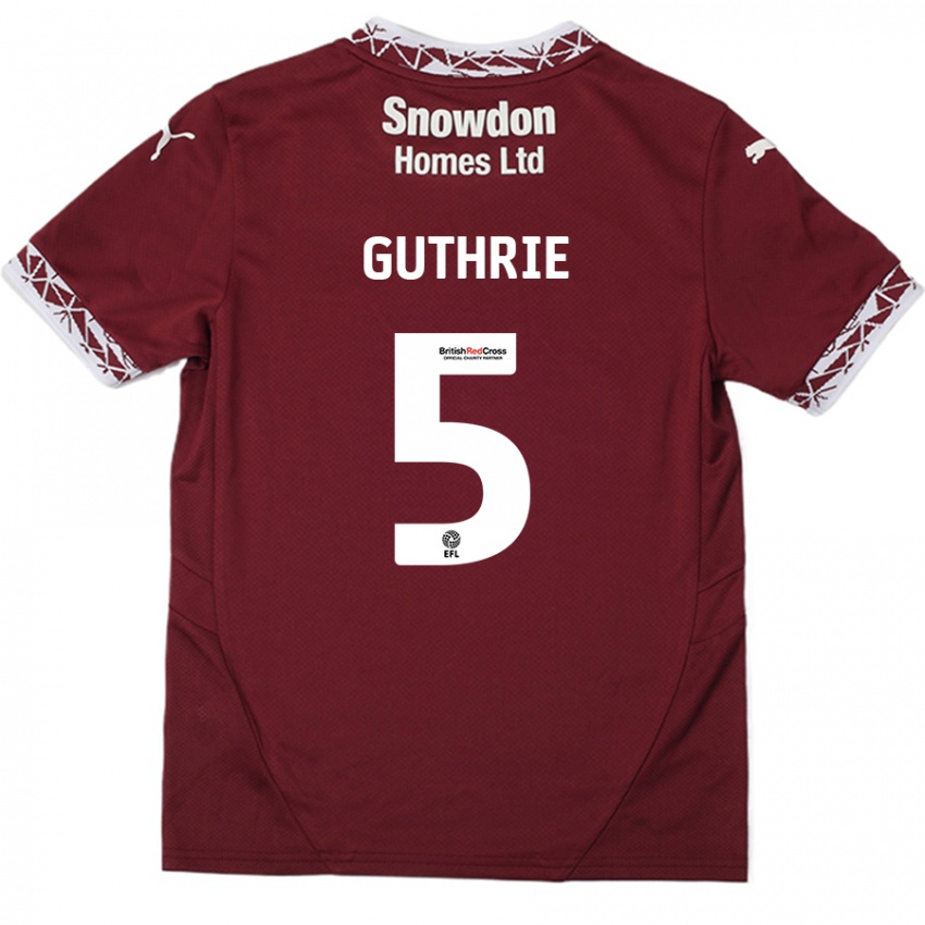 Kinder Jon Guthrie #5 Burgundrot Heimtrikot Trikot 2024/25 T-Shirt Schweiz