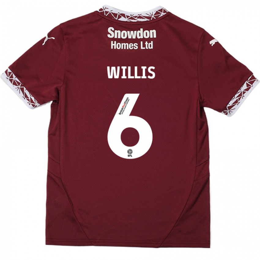 Kinder Jordan Willis #6 Burgundrot Heimtrikot Trikot 2024/25 T-Shirt Schweiz